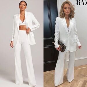 NWT White Bridal Nadine Merabi Charlotte Suit - Blazer (S|US4) Pant (S/M|US6)